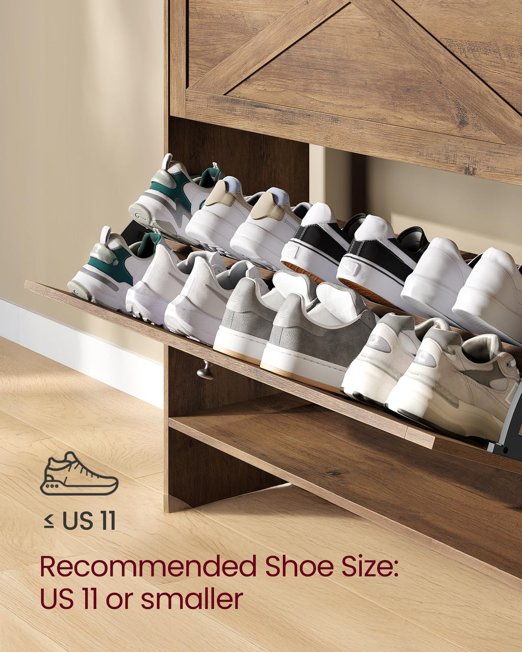 Narrow Shoe Storage Cabinet with 2 Flip Drawers K5224