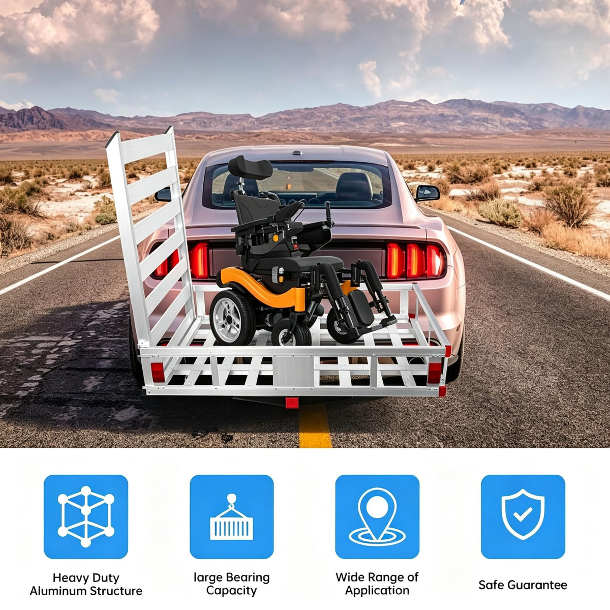 Hitch Cargo Carrier with Ramp, 500 lbs Capacity X697084