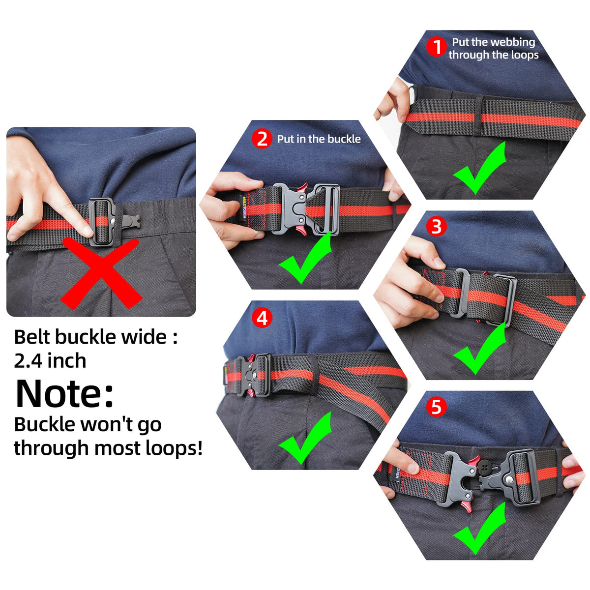 2" Nylon Web Work Tool Belt with Quick Release Metal Buckle M9914