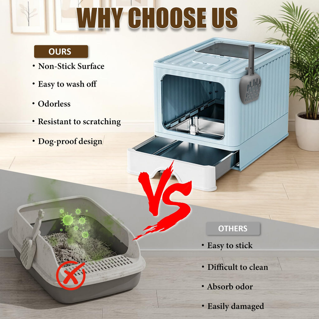 Stainless Steel Cat Litter Box With Lid F455