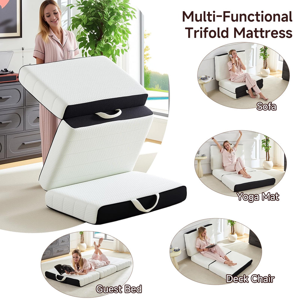 King Tri-Fold Memory Foam Mattress with Washable Cover M1962