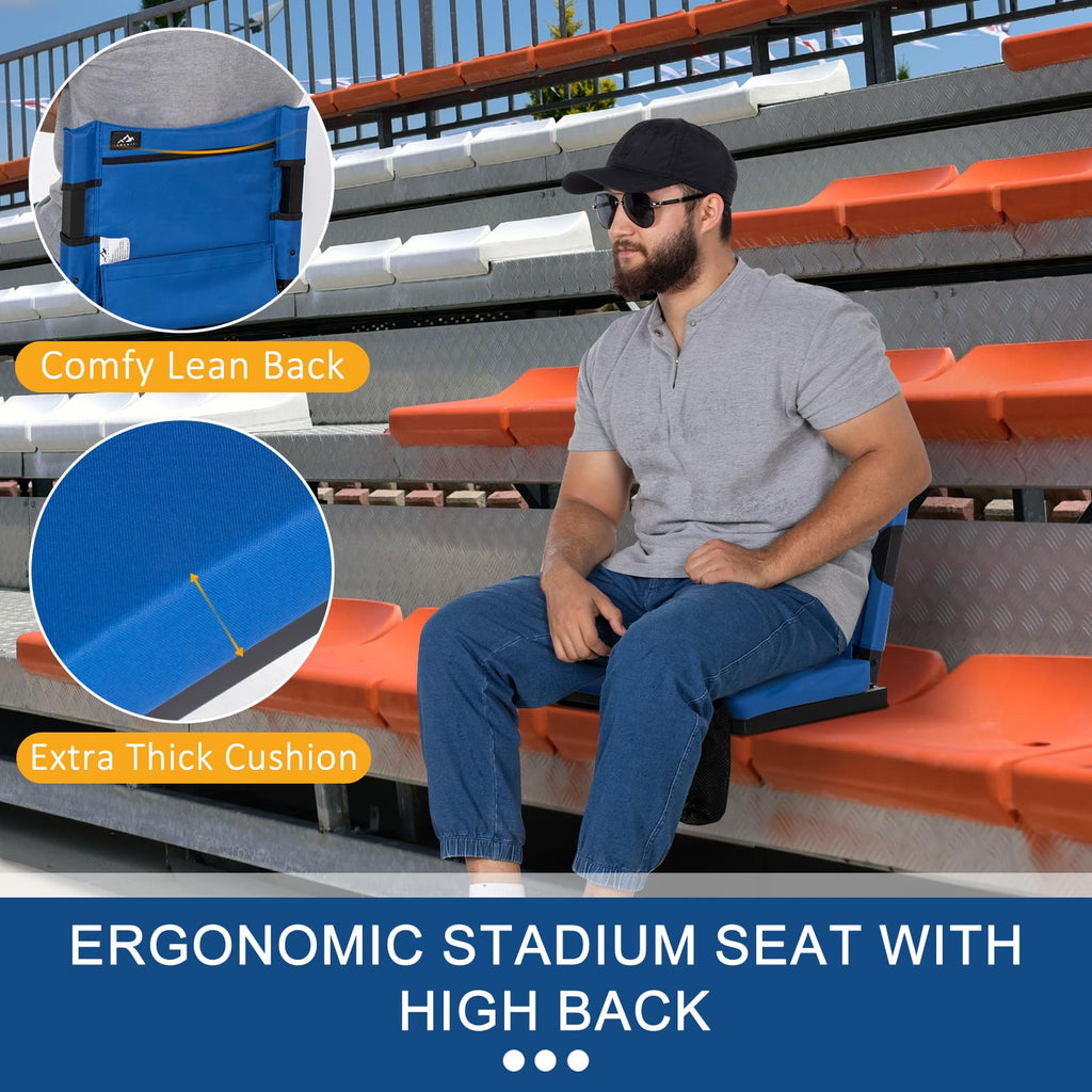 2 Pack Blue Stadium Seats for Bleachers with Back Support K23094