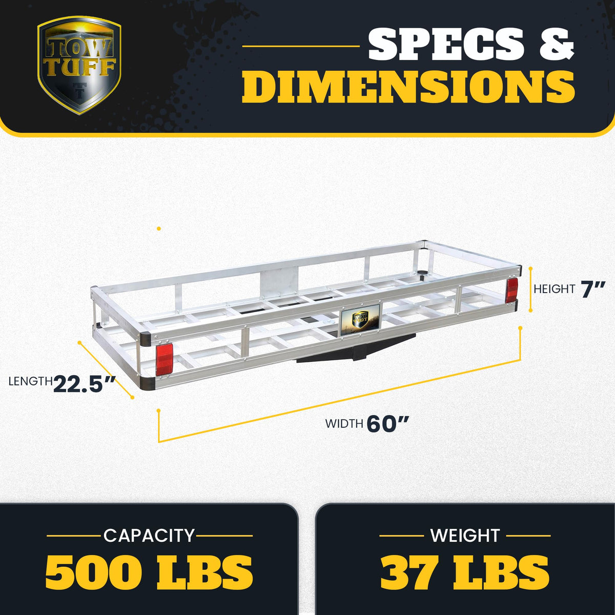 60 in Aluminum Hitch Carrier 500 lb O8837
