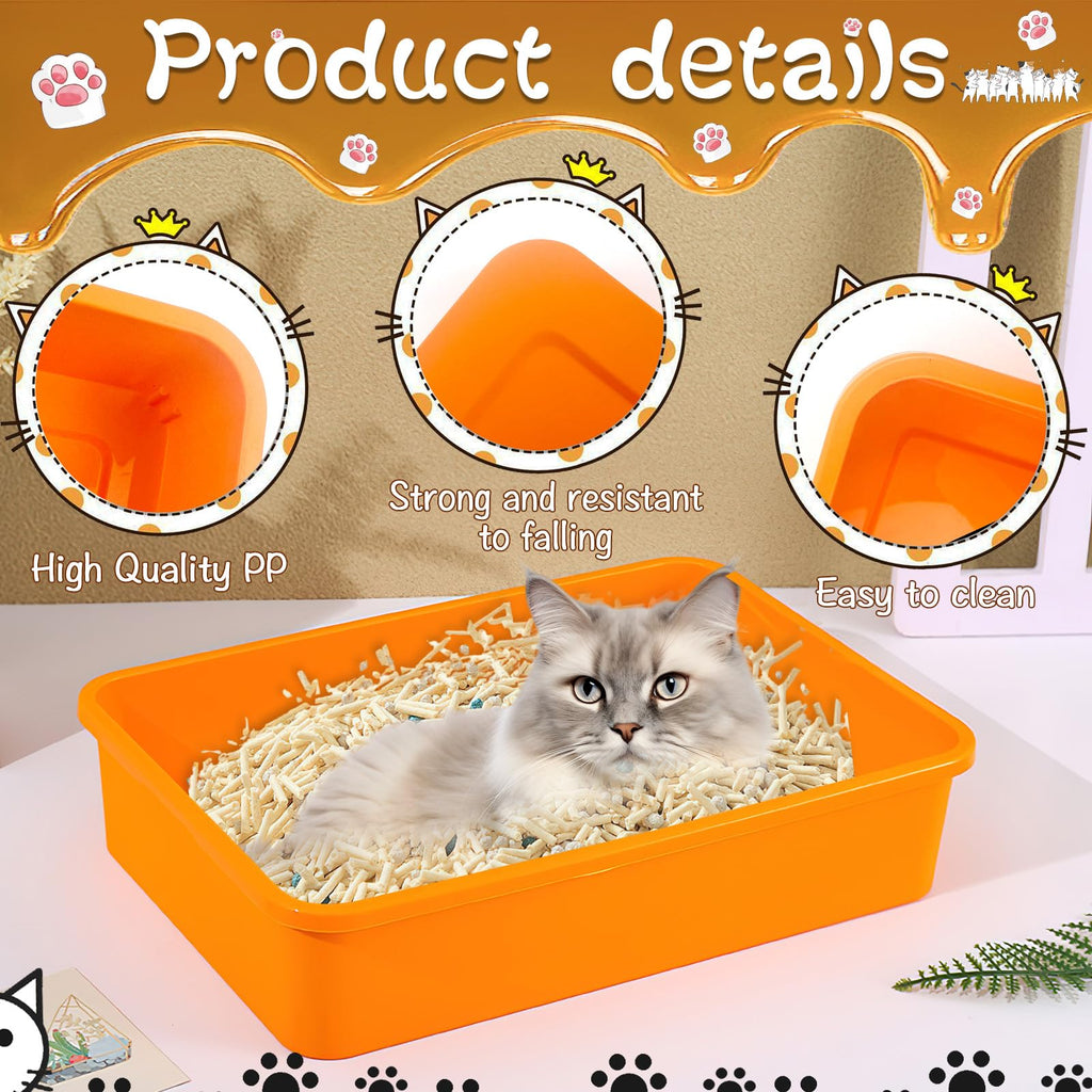 6 Pcs Plastic Kitten Litter Box Set with Scooper M13715