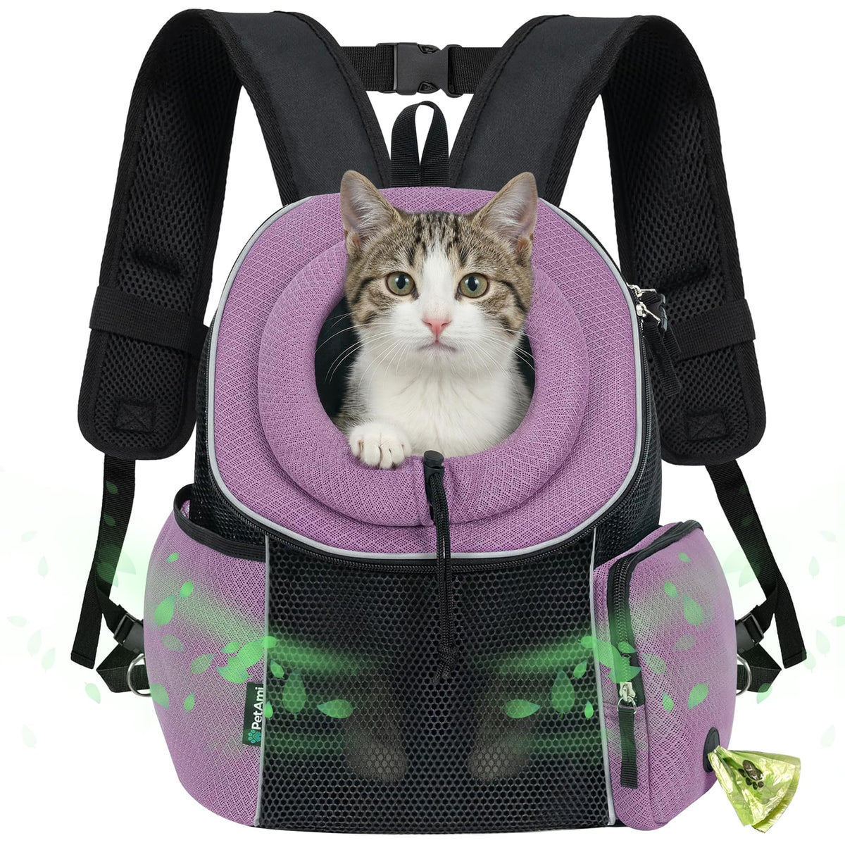 Hands Free Front Pet Carrier Backpack, 10 lbs, Purple V55580