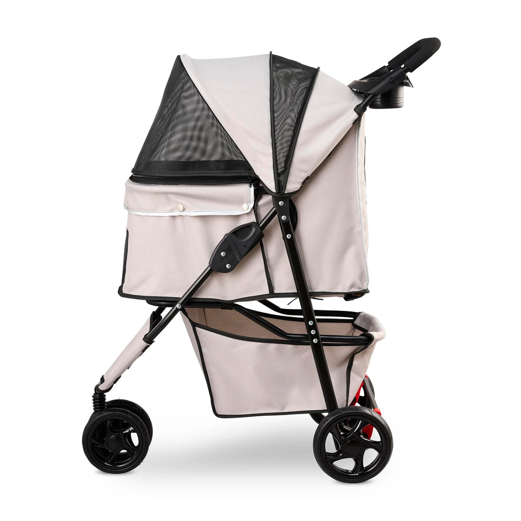 Khaki Pet Stroller with Mesh Canopy V56167