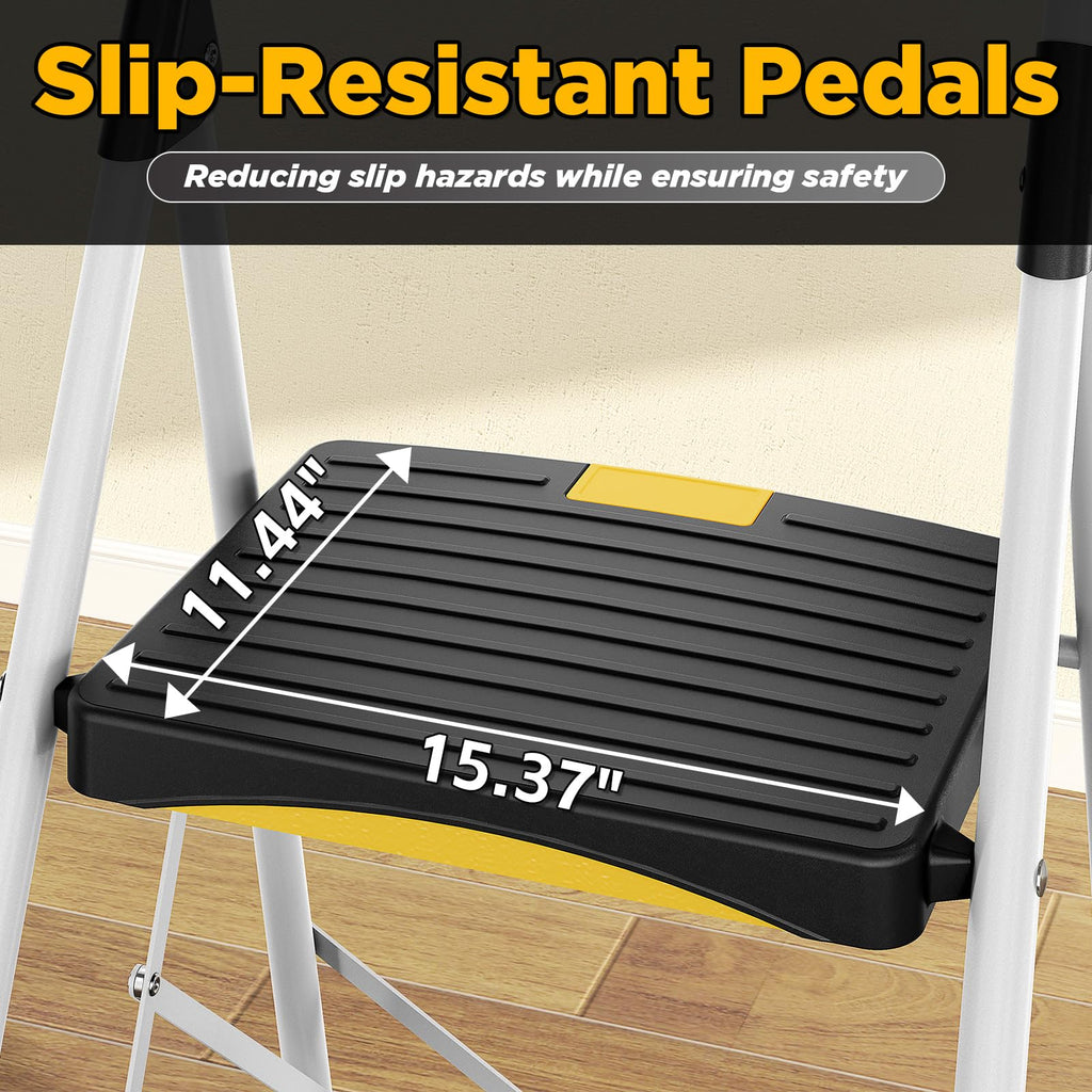 4 Step White Folding Step Stool J6169