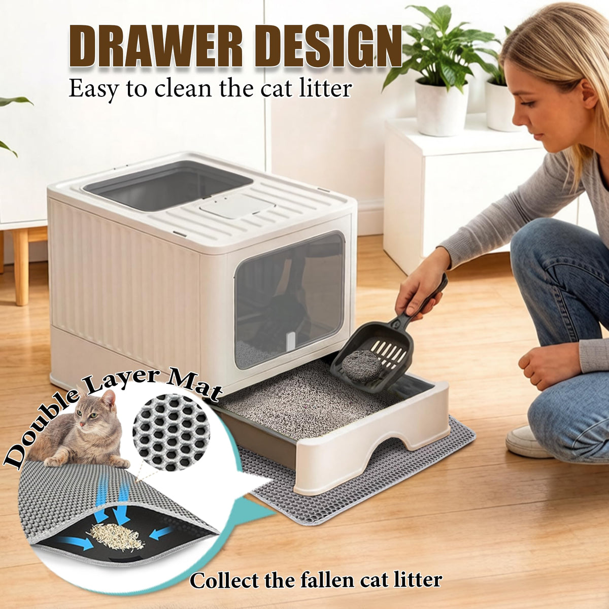 Stainless Steel Cat Litter Box With Lid F455