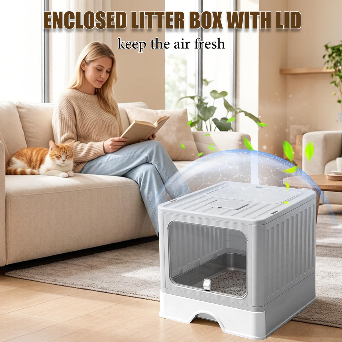 Stainless Steel Cat Litter Box With Lid F455