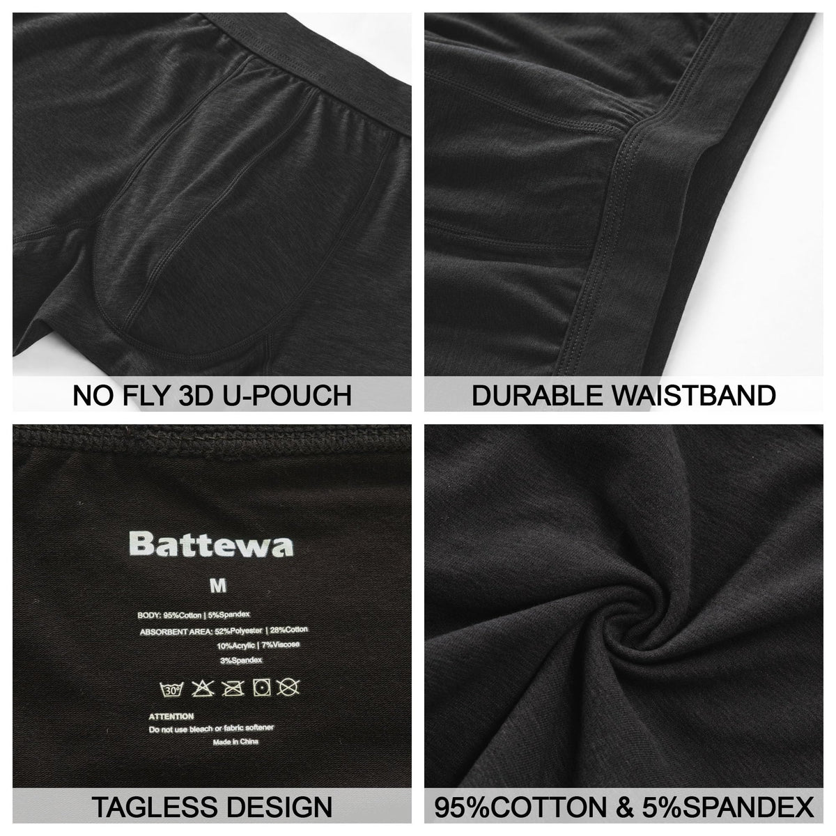 Mens Washable Incontinence Underwear 50ml Absorbent 4XL Y409