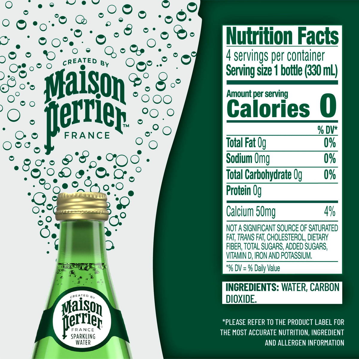 Unflavored Sparkling Water 4 Pack Glass Bottle 11.15 fl oz U2214