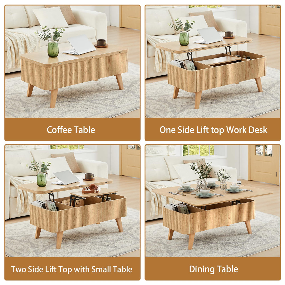 3 in 1 Lift Top Convertible Coffee Table with Storage A94389