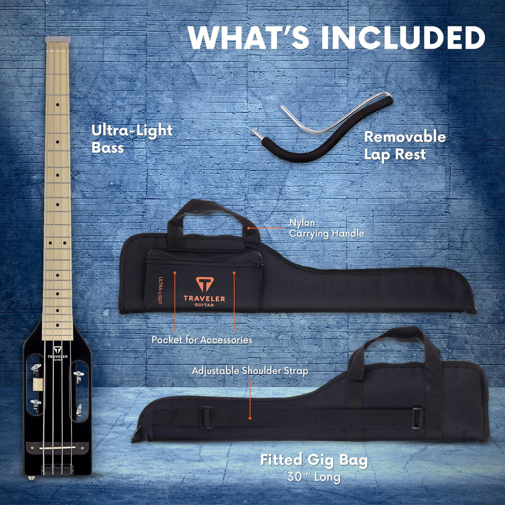 Gloss Black Headless Travel Bass Guitar M88916