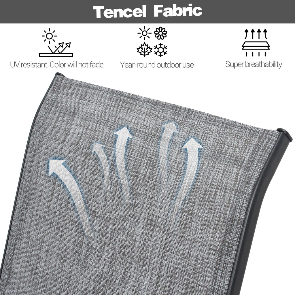 Grey Set of 4 Stackable Textilene Metal Patio Chairs W494040