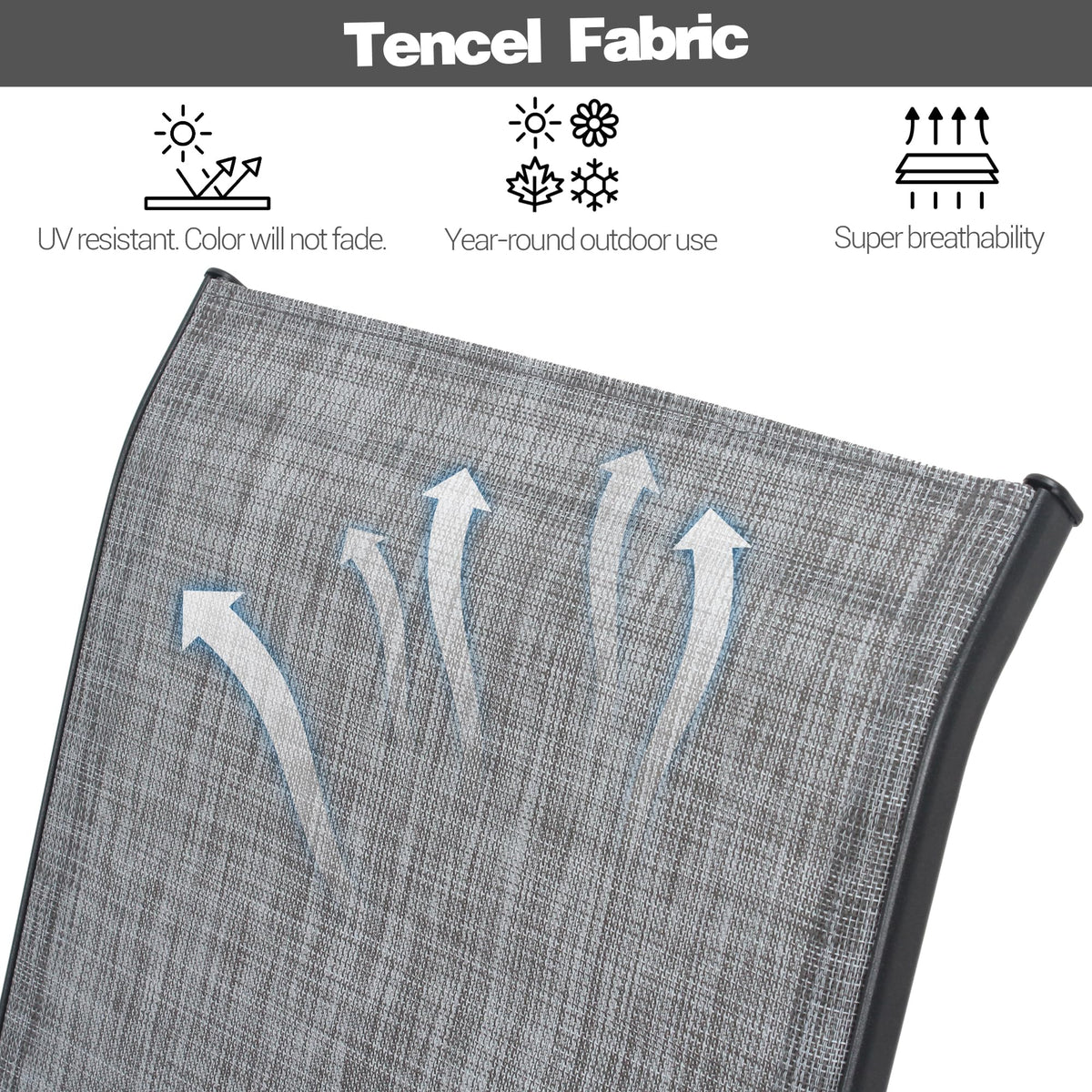 Grey Set of 4 Stackable Textilene Metal Patio Chairs W494040