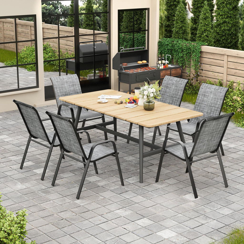 Grey Set of 4 Stackable Textilene Metal Patio Chairs W494040