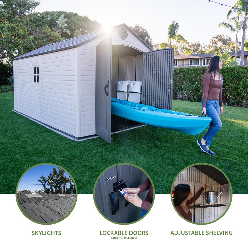 8x15 Ft Desert Sand Resin Outdoor Storage Shed H2943