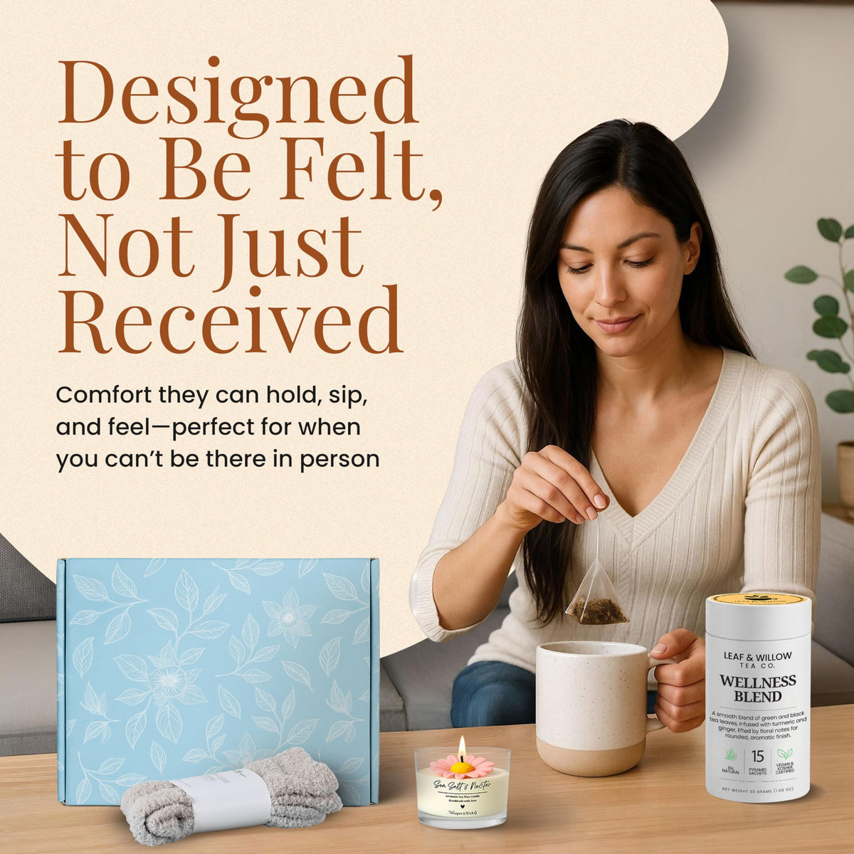 Ceramic Mug Socks Candle Tea Gift Set U98138