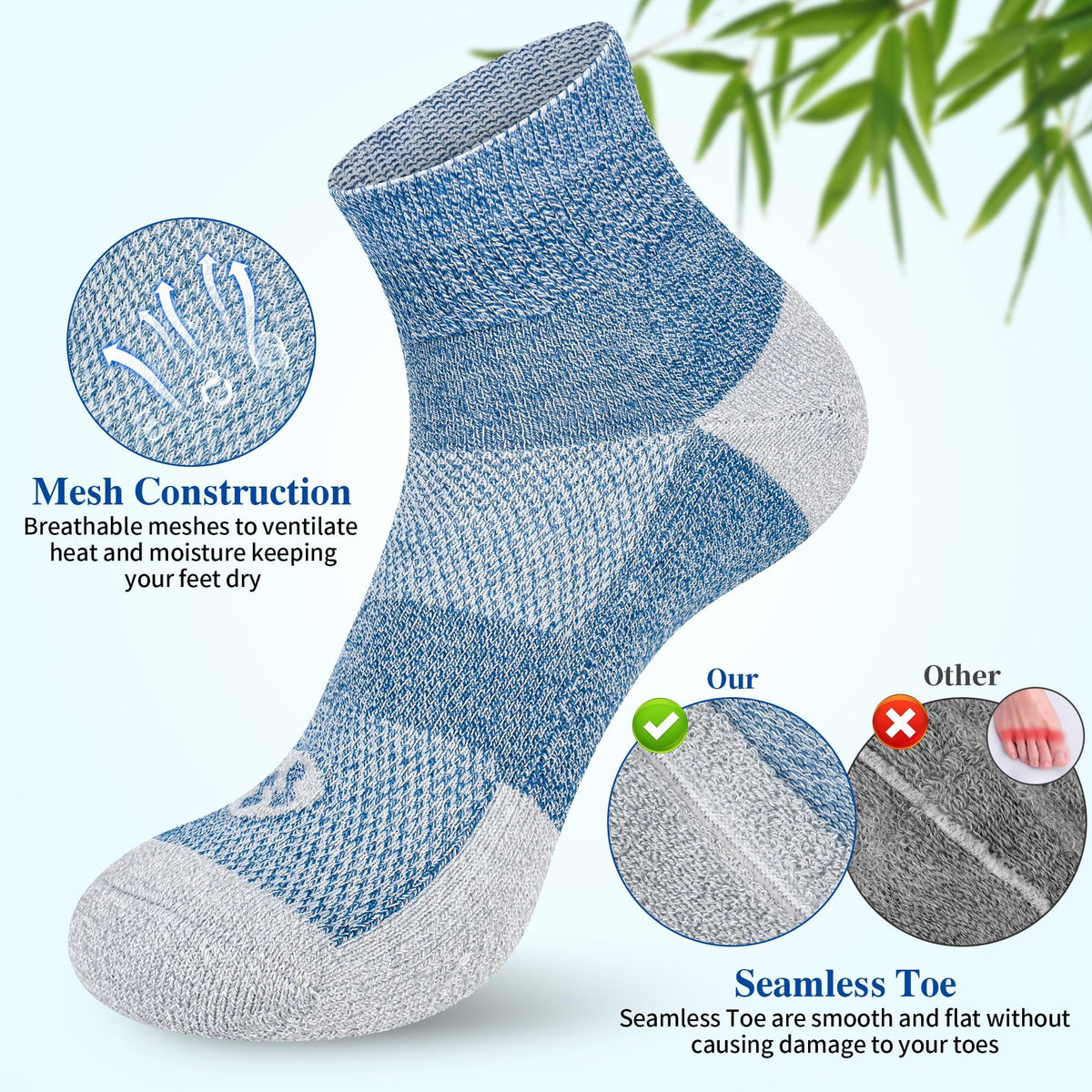 Diabetic Socks for Men, 12 Pairs Ankle & Low Cut Size 9-15 W125003