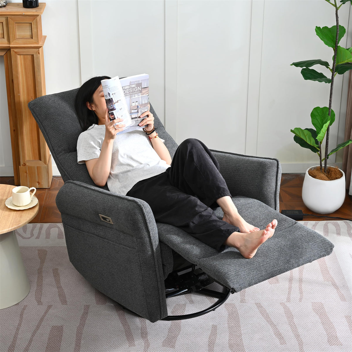 Power Swivel Rocker Recliner Chair Dark Gray V890