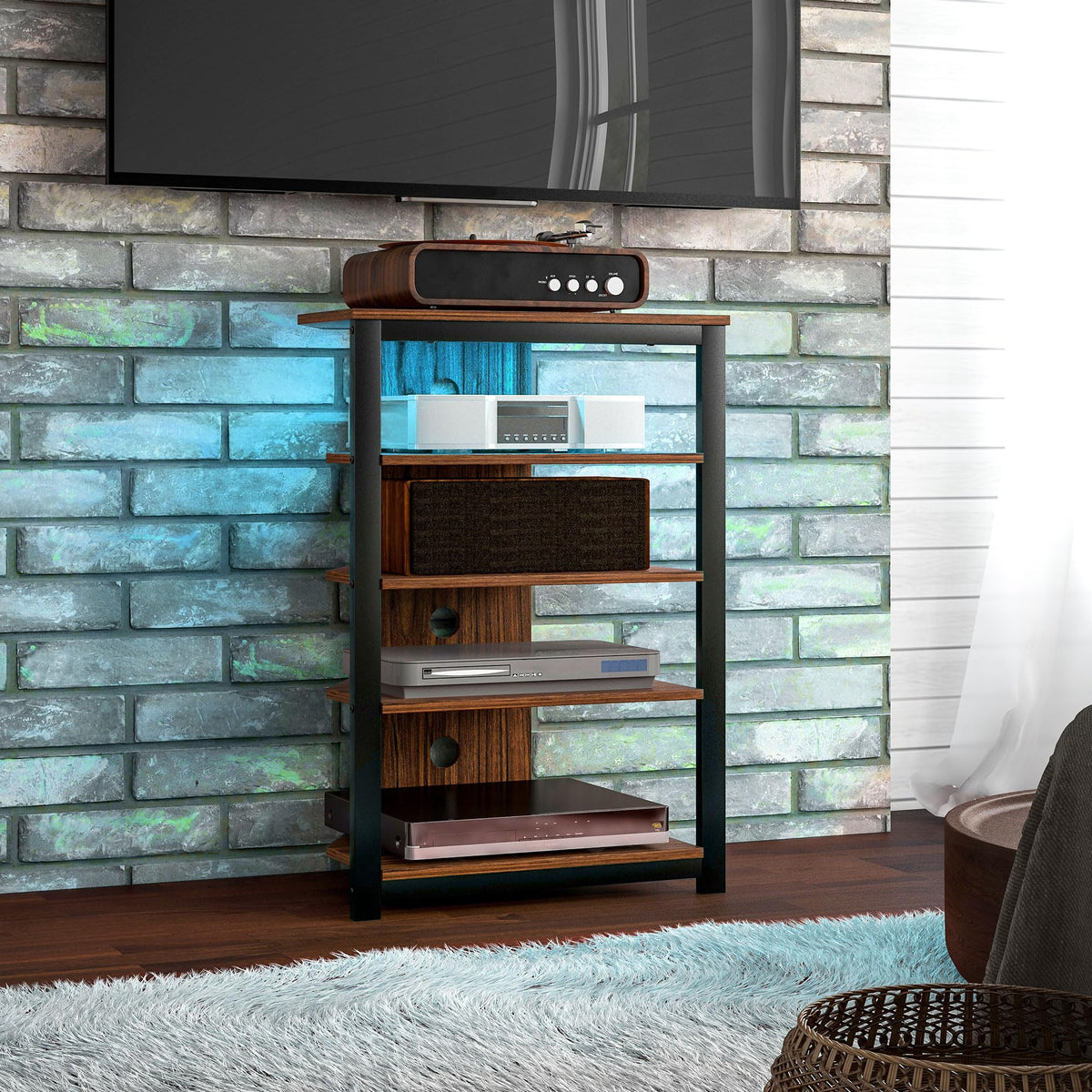 Brown 4-Tier Media Stand B3221