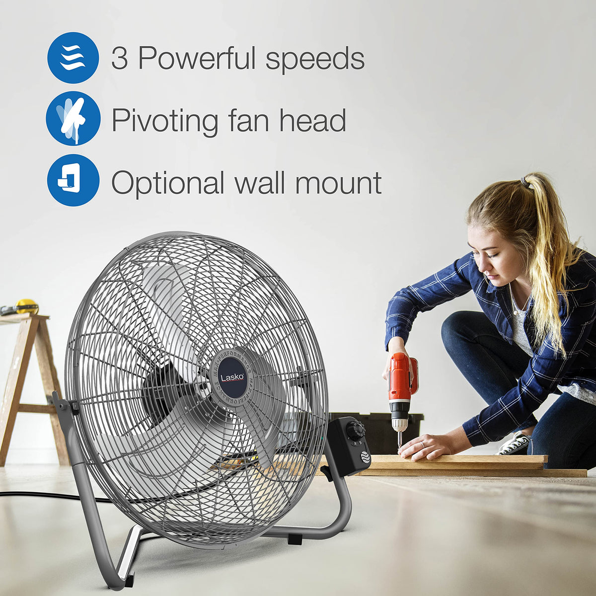 20" Silver High Velocity Wall Mount Fan C86432