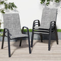 Grey Set of 4 Stackable Textilene Metal Patio Chairs W494040