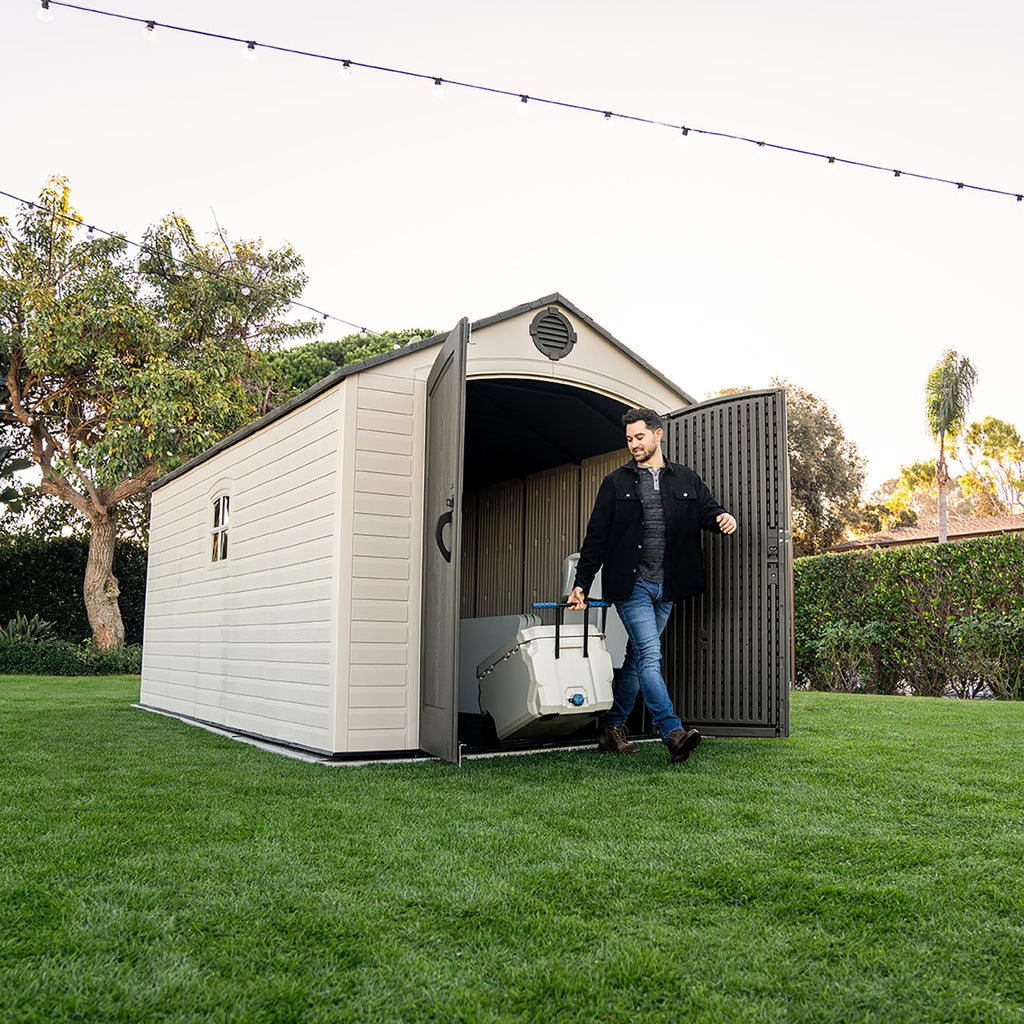 8x15 Ft Desert Sand Resin Outdoor Storage Shed H2943