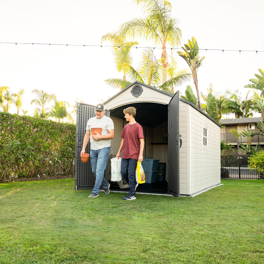 8x15 Ft Desert Sand Resin Outdoor Storage Shed H2943