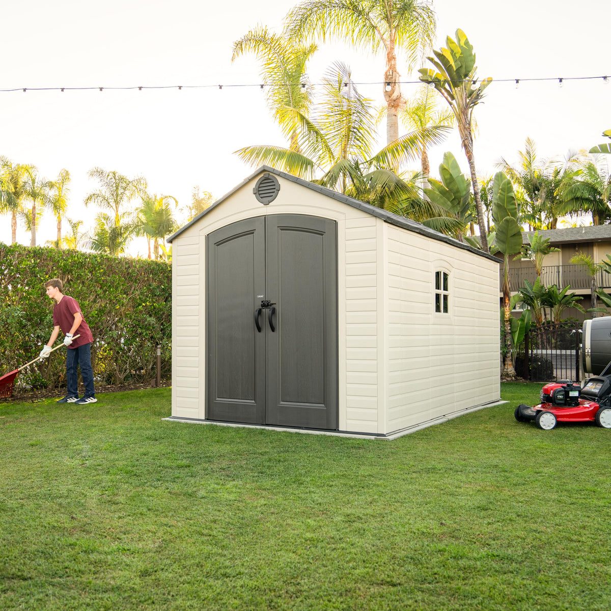 8x15 Ft Desert Sand Resin Outdoor Storage Shed H2943